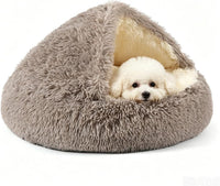 Hooded Donut Dog Bed – Essentials for Dogs - BeigeBrown / Medium 23.6''