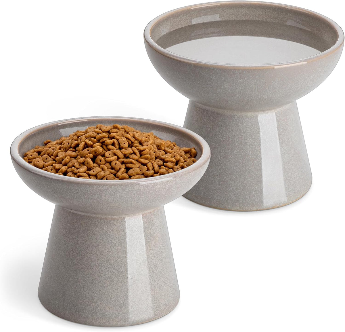vancasso 2-Pack 6.2" Wide Elevated Cat Bowls - Grey / Food & Water Bowl Set