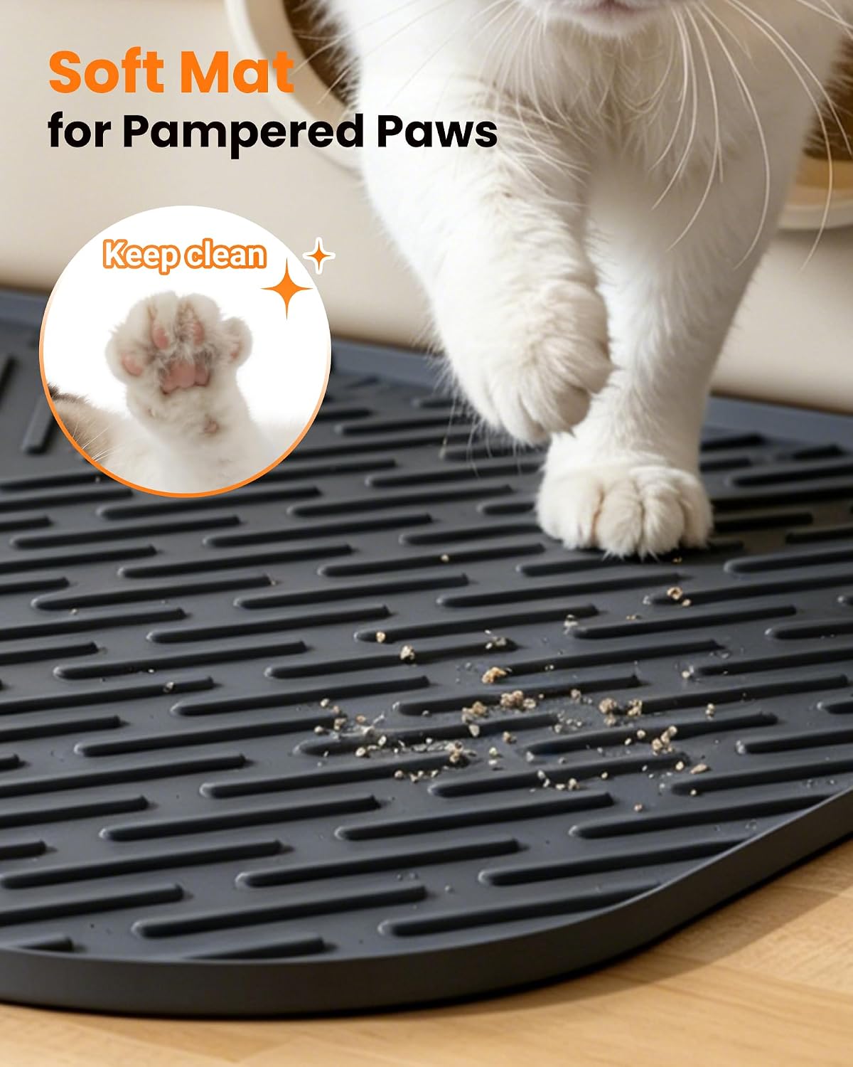 Cat Litter Mat, 47"x37" Extra Large Litter Box Mat, Silicone Mat - Dark Grey - image 4