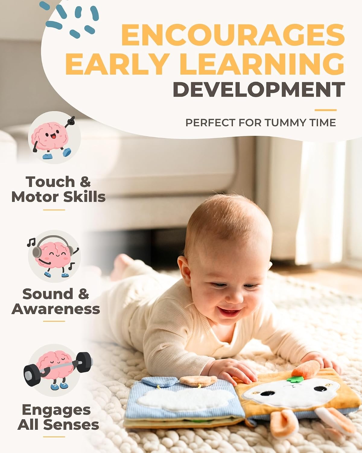 Toodly soft baby book with mirror and crinkle cloth pages for babies 0-18 months - view 2