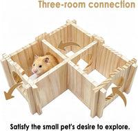 Wooden Hamster Hideout House Castle with Platform, Bowl & Ladder – Essentials for Small Pets - 3 Room + Bowl – 2.24" Entrance - image 4