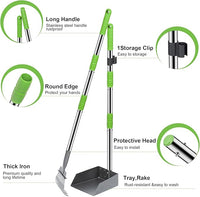 Niubya Pooper Scooper for Dogs, Metal Poop Scooper Tray and Rake Set with Adjustable Long Handle, Dog Pooper Scooper for Pet Waste Removal
