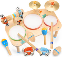 Wingyz Kids Drum Set, 11-in-1 Wooden Musical Instruments for Toddlers – Fun for Kids & Family