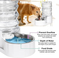 RIZZARI Large Gravity Water Dispenser: 8L Automatic Dog Water Feeder with Stainless Steel Bowl for Multiple Pets