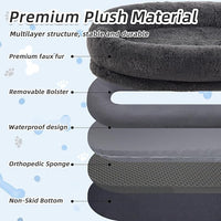 Human Dog Bed, 71''x45''x12'' Size Fits You and Pets, Washable Faux Fur Pet Bed for People Doze Off, Napping Orthopedic Dog Bed, Present Plump Pillow, Blanket, Strap - Dark Grey