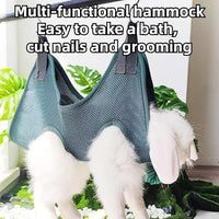 Rabbit Grooming Hammock with Safety Belt for Nail Clipping, Grooming, Bunny Bathing Bag for Nail Trimming, Cat Claw Care Bag, Small Animal Grooming Harness (Grey,XX-Small)