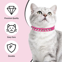 Leather Cat Collar, Breakaway Kitten Collars with Bell, Black – Essentials for Small Pets - Rose_Studded / 8"-12" Cats / Mini Dogs(Pack of 1) - image 3