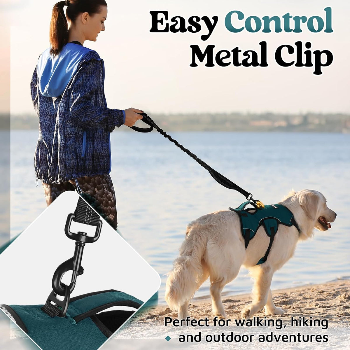 rabbitgoo Escape Proof Dog Harness for Large - Dark Green / Large - image 3