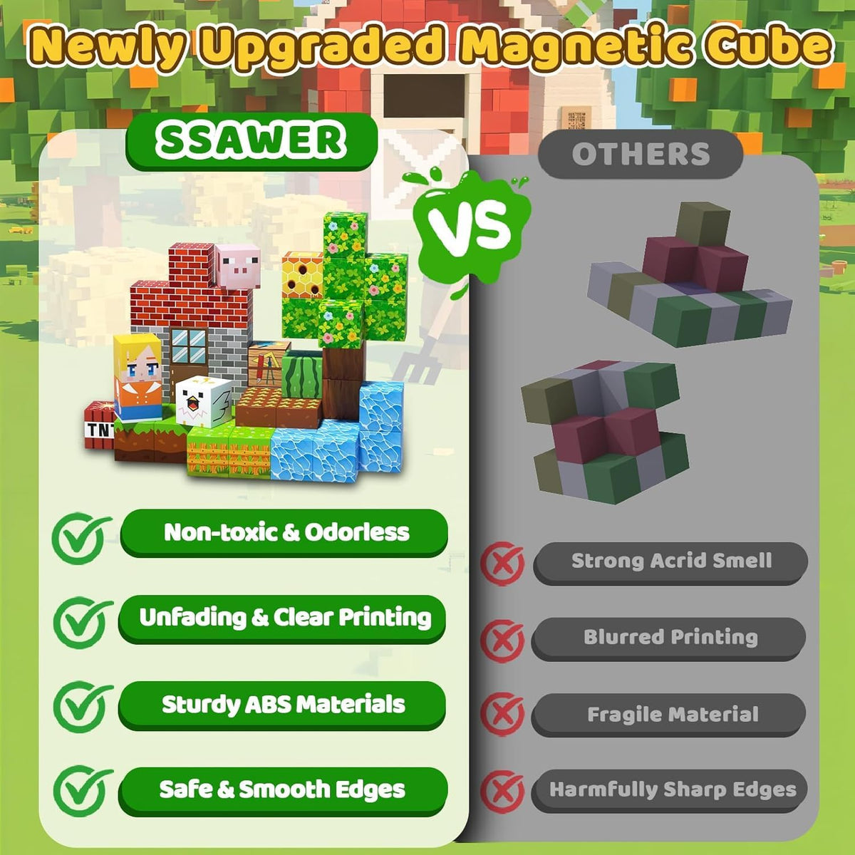 SSAWER 48 piece magnetic blocks travel set with colorful building cubes - view 37