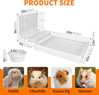 3 in 1 Guinea Pig Hay Feeder with Litter Box & Water Bowl - 10in set / White - image 4