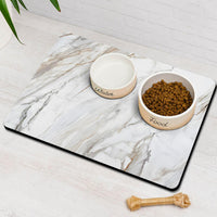 Dog Food Mats for Floors Absorbent, Pet Cat Food Mat - L(17"×30") / Marble White