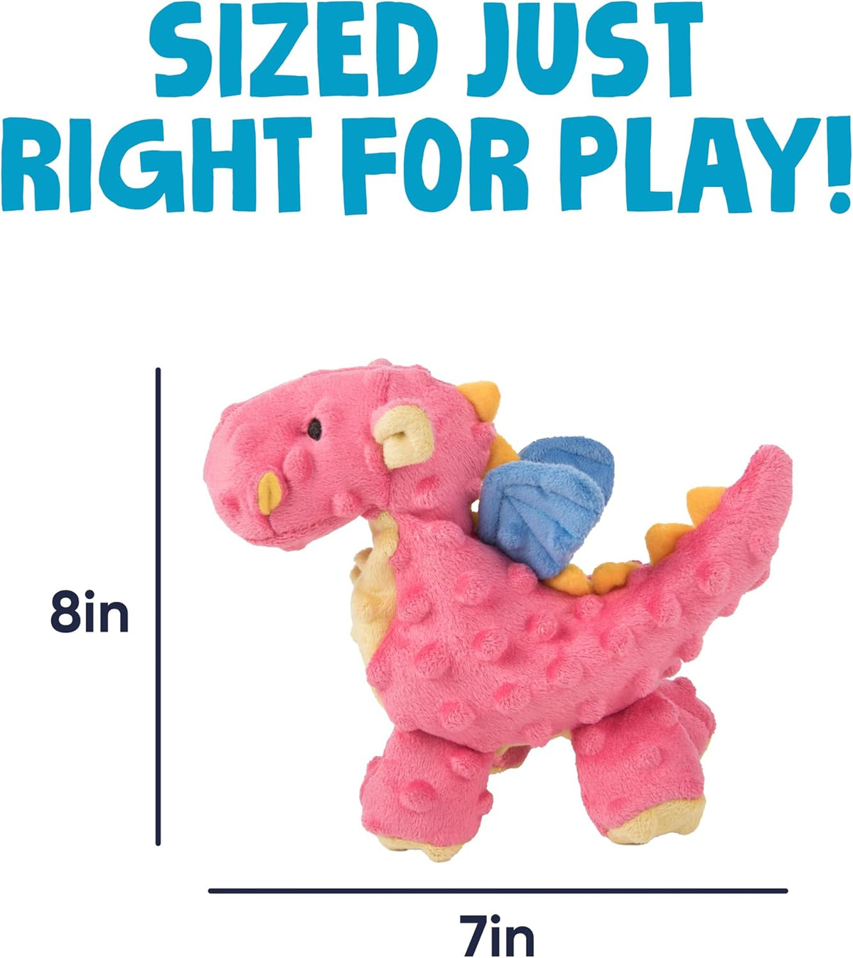 goDog Bubble Plush Dragons Squeaky Dog Toy - Bubble Plush Dragons (Coral) / Small - image 3