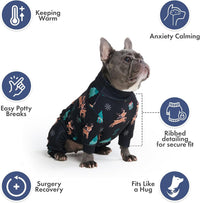 Spark Paws Dog Pajamas - Stretch Onesie Recovery Full Leg Surgery Suit PJS – Essentials for Dogs - Reindeers / Large - image 3
