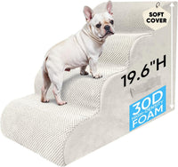 PAWSCRAT 4-Step Pet Stairs for High Beds & Sofas - Beige / 4-step 19.6"H