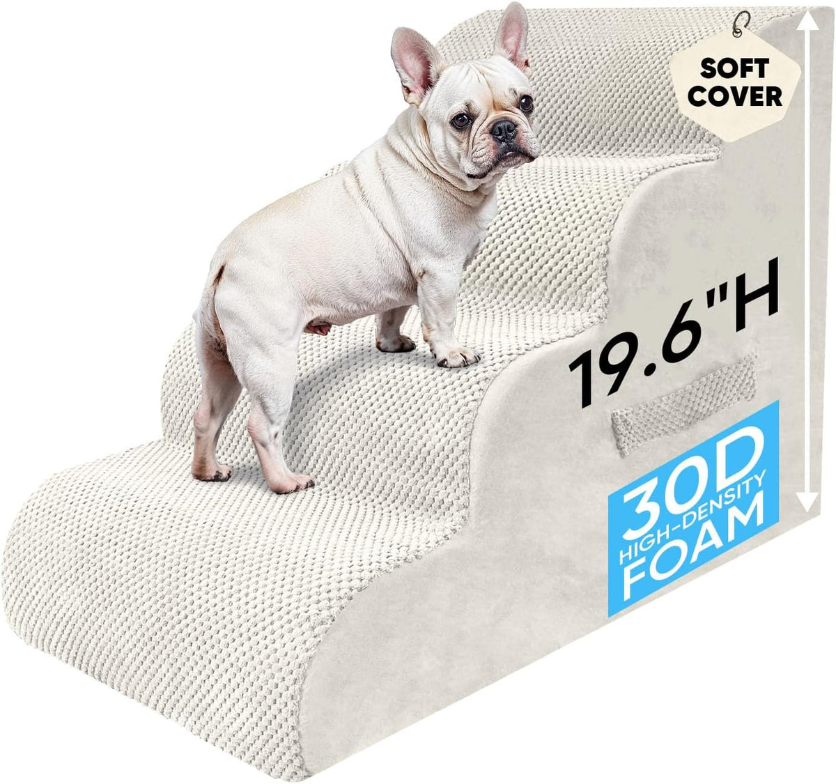 PAWSCRAT 4-Step Pet Stairs for High Beds & Sofas - Beige / 4-step 19.6"H