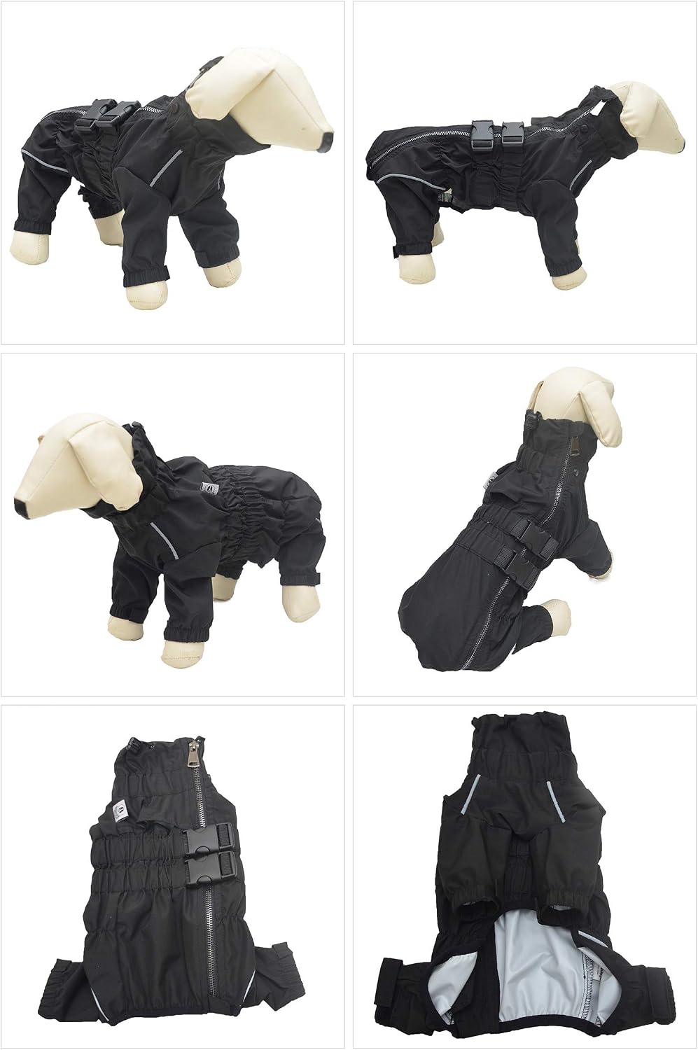 Lovelonglong Waterproof Dog Raincoat - M (back 12") / Black