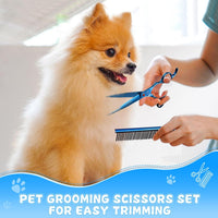 Professional Dog Grooming Scissors Set - 7 Inch (Pack of 5) / Blue - image 2