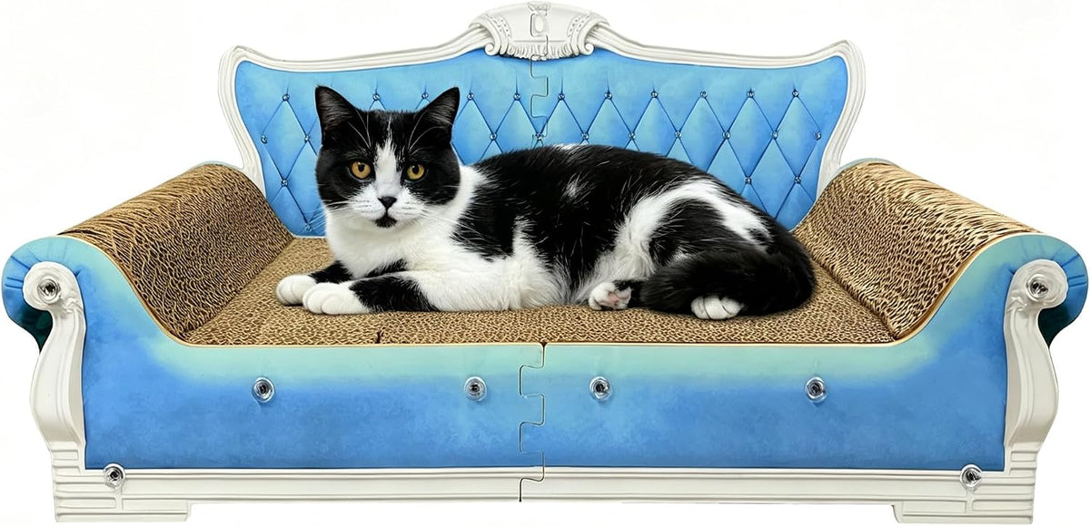 Luxury Cardboard Cat Scratcher Sofa Bed - Blue Sofa