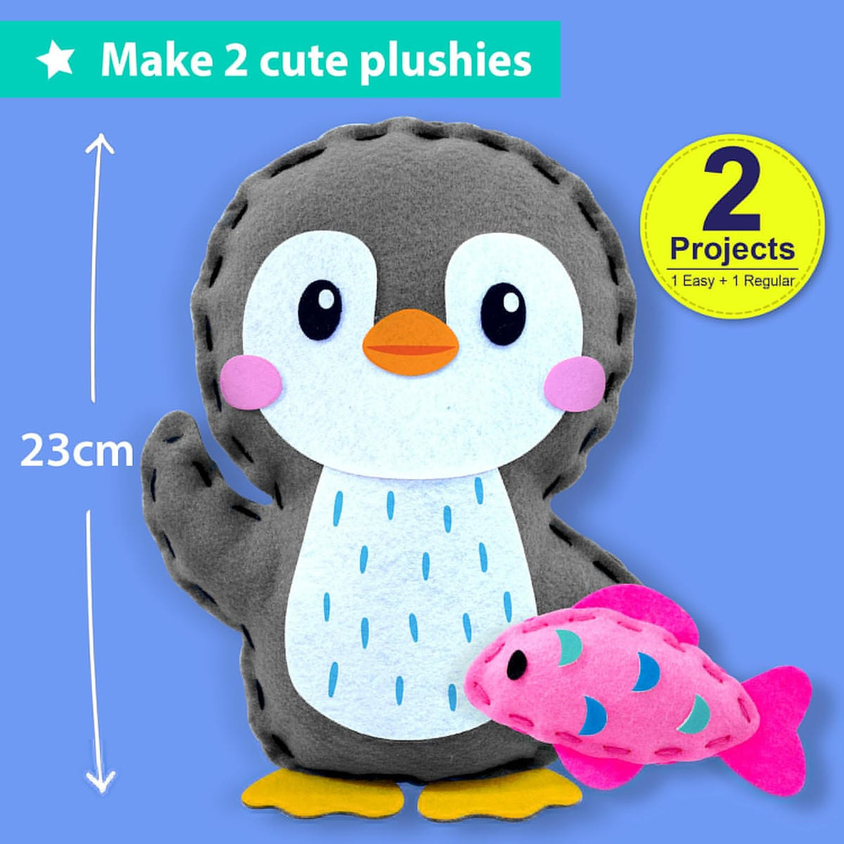 KRAFUN Beginner Sewing Kit, Sew Kitten & Mouse, Pre-Cut Felt - Penguin - image 3