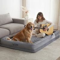 WNPETHOME Human Dog Beds for People Adults, Washable Faux Fur Nap Bed Adult Oval for People, Calming Human Size Giant Dog Bed Fits Pet Families with Storage Pocket Grey