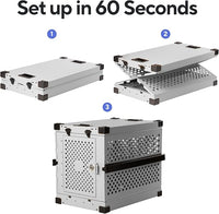 Impact Collapsible Dog Crate - Foldable Hard Crate for Extra Large Dogs - Heavy Duty Travel Kennel with Powder-Coated Aluminum - Quick Setup for Indoor & Outdoor (Gray, 40"+ (40.5" L x 27.5”W x 34" H)