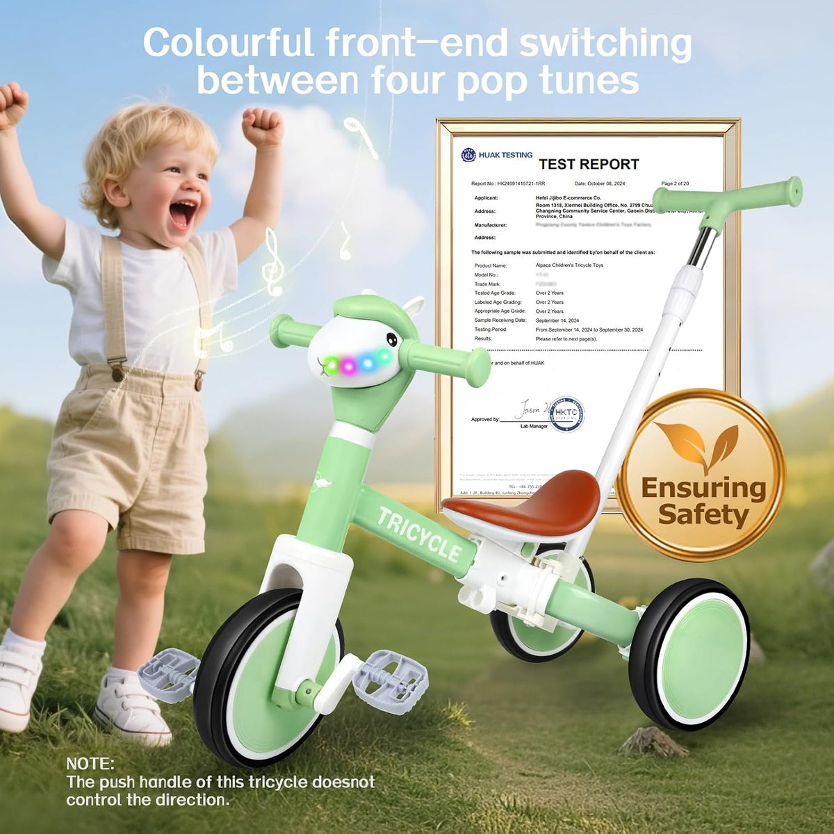 Tricycle for Kids 1-3 Year Olds - Light Green - image 4