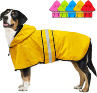 Waterproof Dog Raincoat - Reflective Dog Rain Jacket with Hood Lightweight Pet Rain Coat for Dogs - Yellow / XX-Large