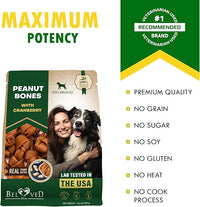 Dog Treats Peanut Butter Bones with Cranberry & Rawhide Free Chew 11 Oz - Pet Natural Mini & Big Snacks Healthy Collagen & Bulk Best Chews for Small & Large Dogs - Made for USA (Peanut Butter)