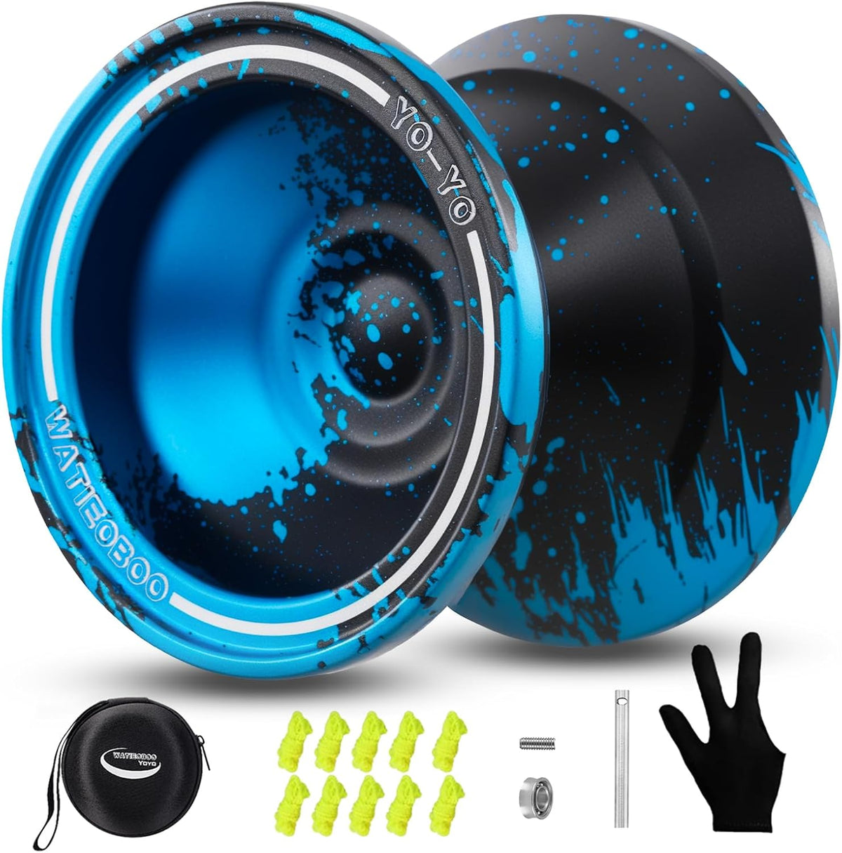 W07 yoyo Professional Metal Trick Yoyo Responsive & Unresponsive – Fun for Kids & Family - 7-BlackBlue-Pro