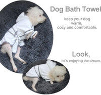 Dog Bathrobe, Microfiber Fast Drying Absorbent Hooded Bath Towel White for Puppy Small Medium Large - S:10-18LB (1st Generation) / White - image 4