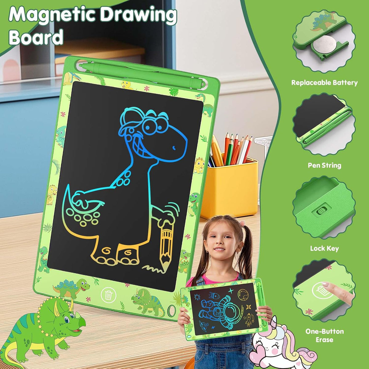 Party Favor 12 Pack LCD Writing Tablet for Kids - Dinosaur (Single) - image 3