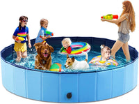 Jasonwell Foldable Dog Pet Bath Pool Collapsible Dog Pet Pool Bathing - XXXXXXL - 97" / Plastic Board Blue