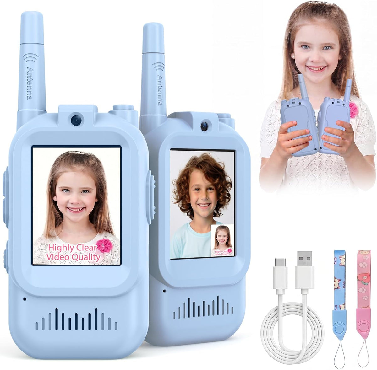 Video Walkie Talkies for Kids - Blue+Blue