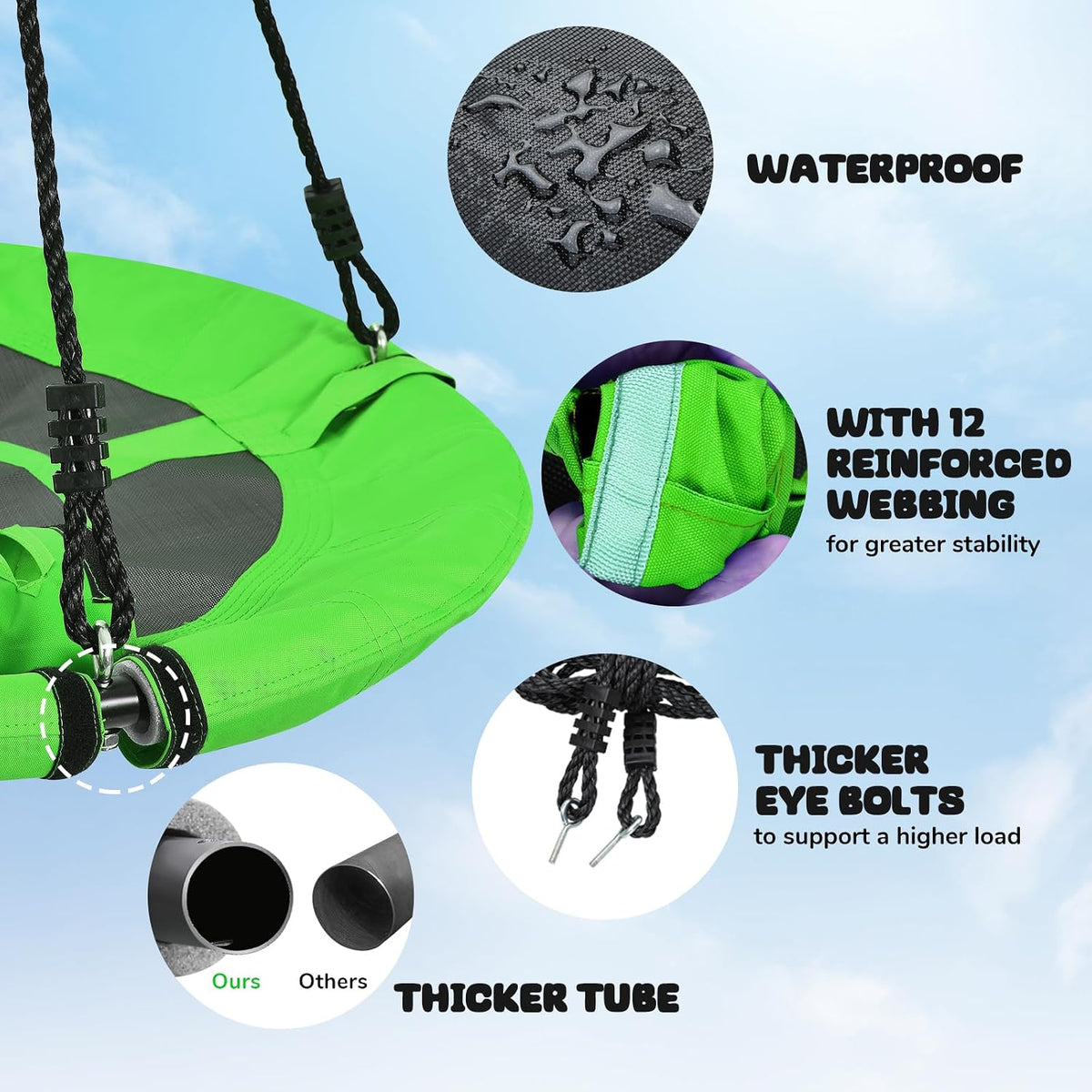 Trekassy 40" Saucer Tree Swing - Green - image 3