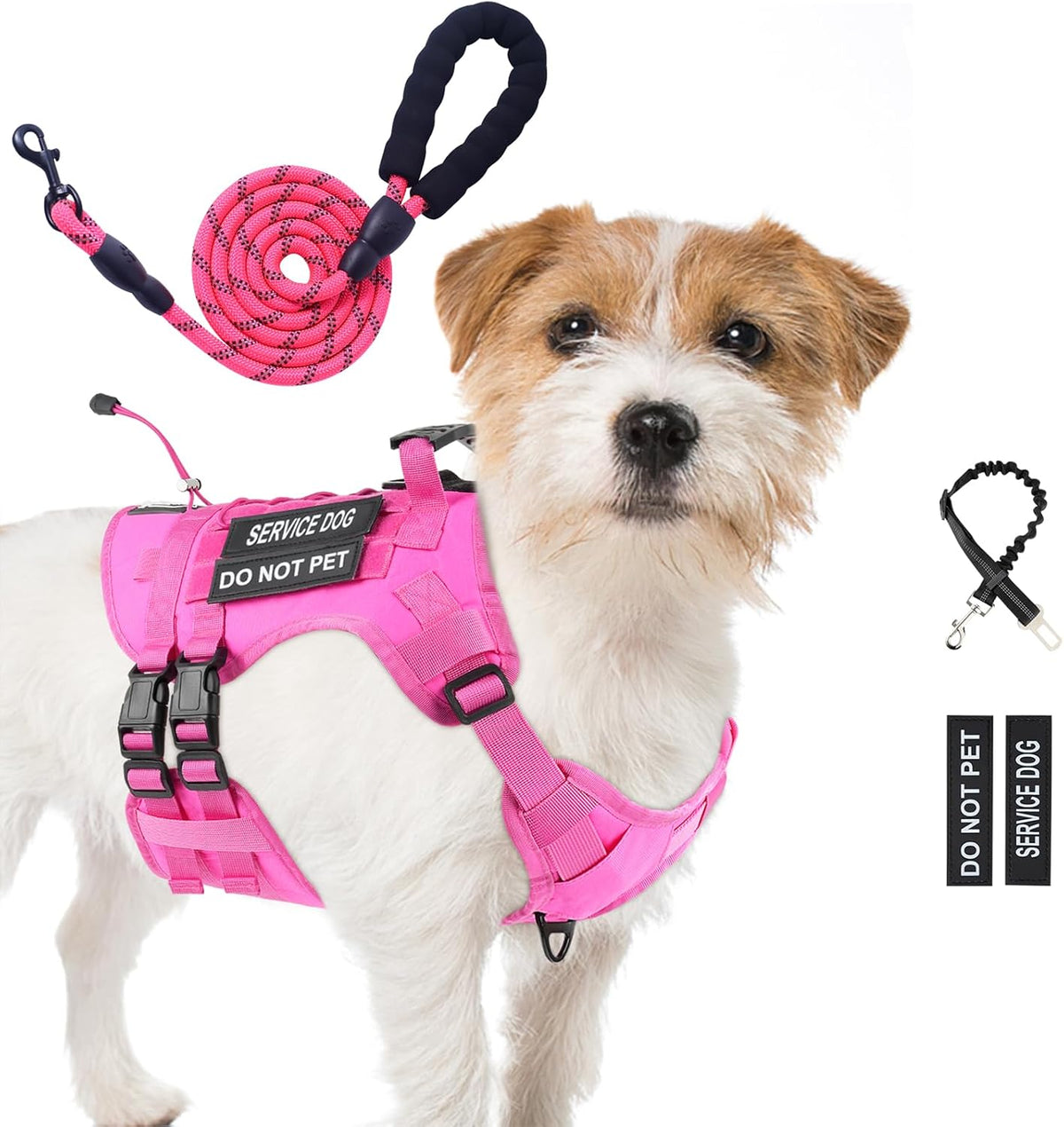 No Pull Tactical Dog Harness Medium Sized Dog, Service Dog Vest - Small(Chest:23.5-32.6",Neck:15-18") / Pink
