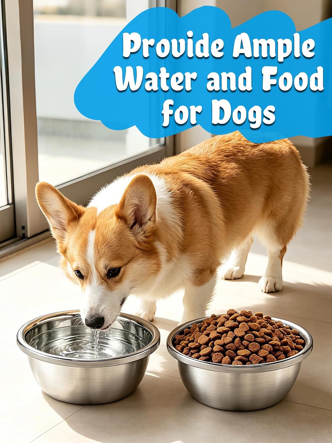 2Pcs 1.3 Gallons Food Grade Stainless Steel Large Dog Bowls – Essentials for Dogs - 0.7 Gallons - image 3