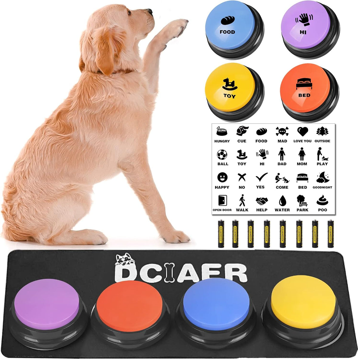 Dog Buttons for Communication, Talking Buttons for Dogs - 4 Pack
