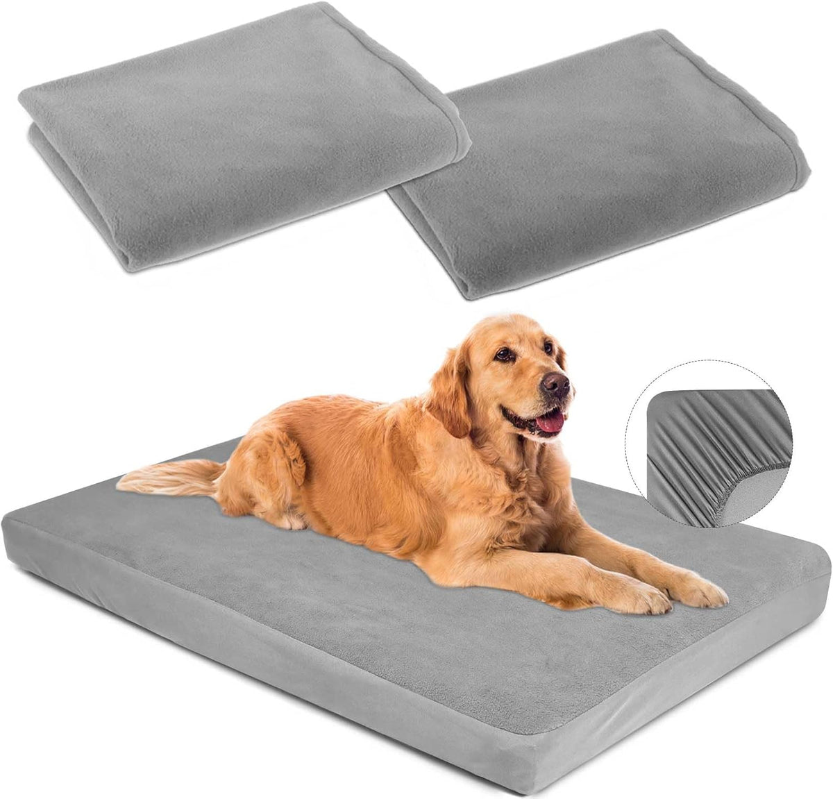 Dog Bed Covers Replacement Washable 100% Waterproof Soft Dog Bed - 42x28inch / Grey
