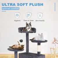 FDW Cat Tree 54in Cat Tower Multi-Level Durable Cat Scratching Post & Cozy Fun Cat Jumping Platform Space Saving Cat Condo Pet Play House for Indoor Cats,Ashy