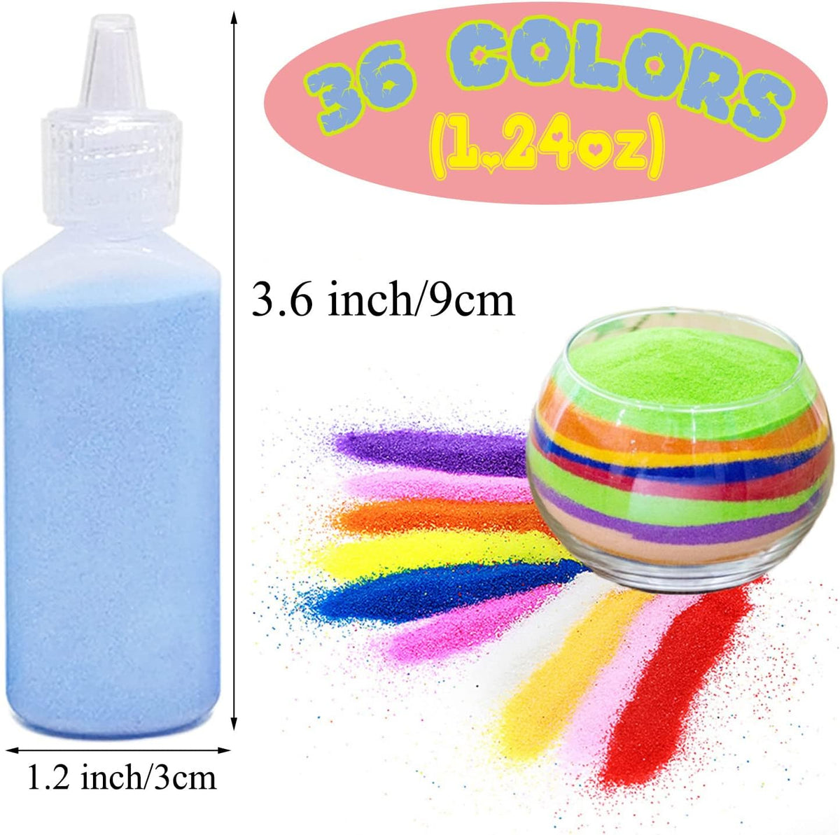 36 PCS Art Sand Kit, DIY Scenic Sand Painting & Wedding Decoration Bottles – Fun for Kids & Family - 36 Color - image 2