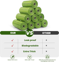 Dog Poop Bags-150 Counts with Leash Dispenser, 10 Rolls - Green / 600 Count (Pack of 1) - image 2
