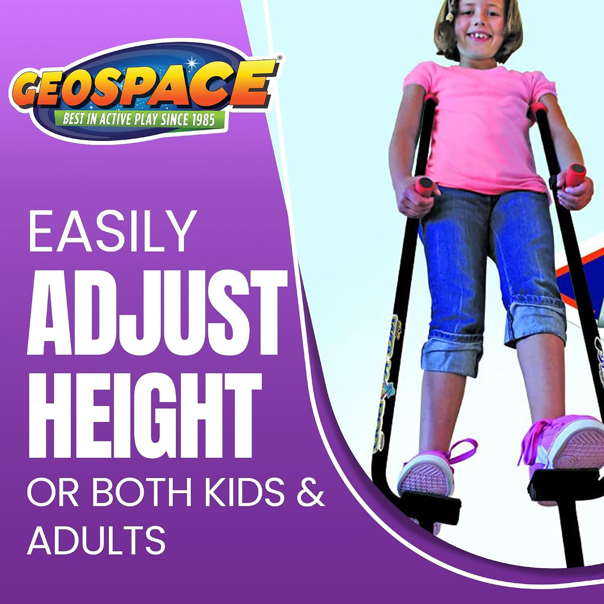 Geospace Adjustable Walkaroo Xtreme Steel Stilts for Kids - Black - image 2
