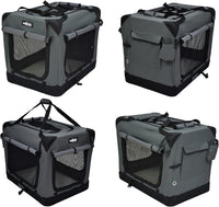 EliteField 4-Door Folding Soft Dog Crate with Curtains – Essentials for Dogs - Gray / 42.0"L x 28.0"W x 32.0"H - image 4