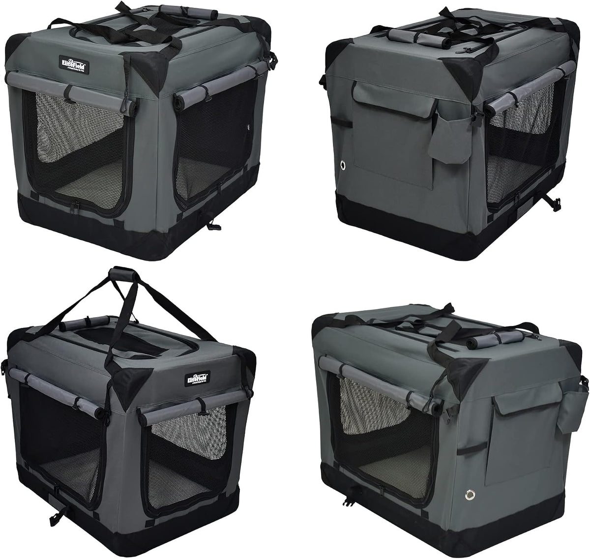 EliteField 4-Door Folding Soft Dog Crate with Curtains – Essentials for Dogs - Gray / 42.0"L x 28.0"W x 32.0"H - image 4