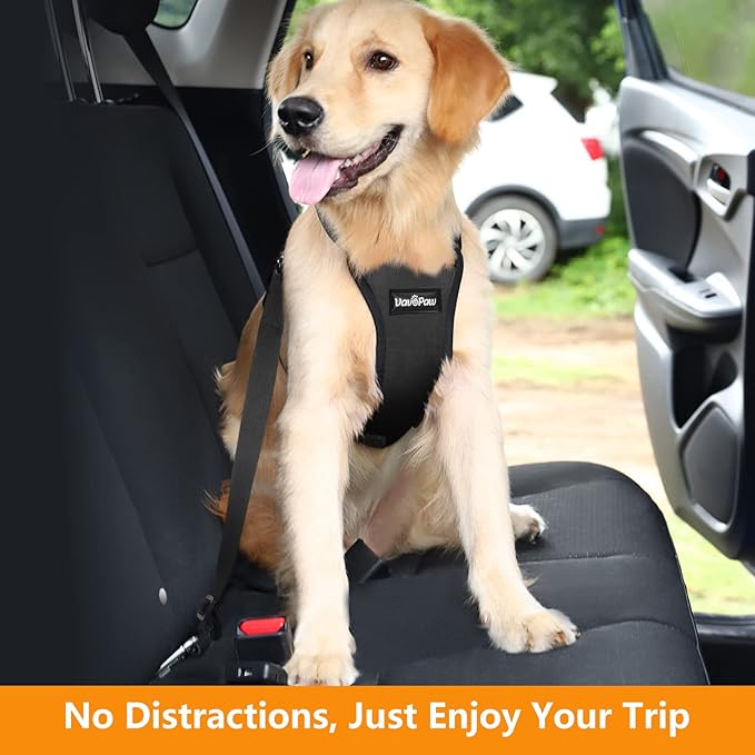 Dog Seat Belt, Safety Vest Dog Car Harness with Adjustable Buckle Dog Seat Belt for Vehicle Nylon Pet Safety Seat Belts Heavy Duty(XXL, Black)
