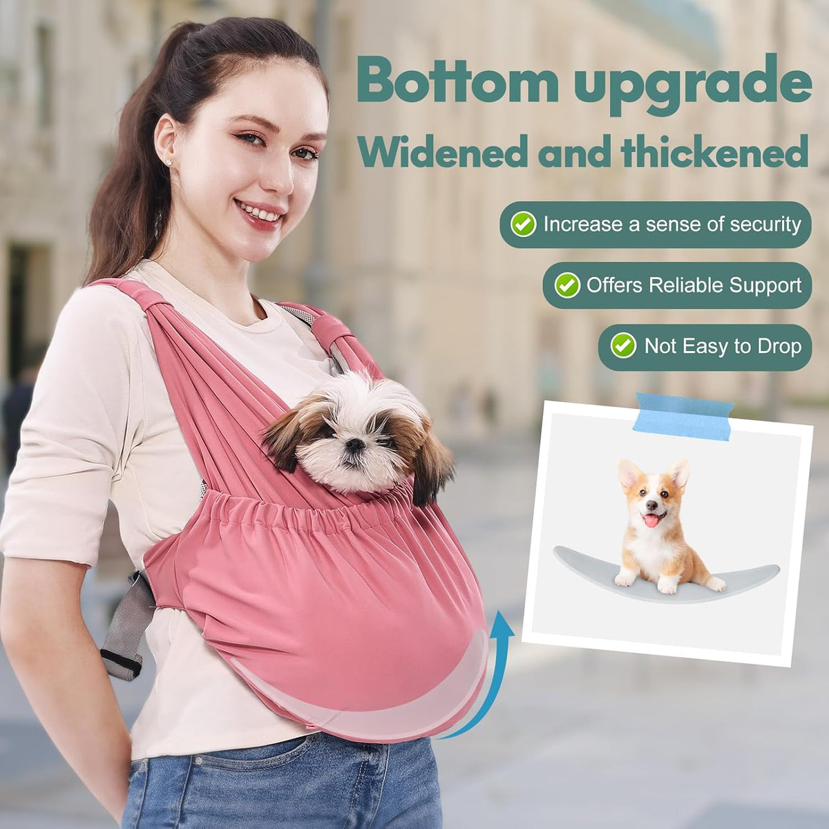 Supet Dog Sling Carrier for Small Pet - Pink / Regular - image 2
