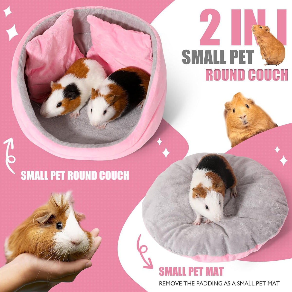 Guinea Pig Hideout, Guinea Pig Bed - Pink Couch - image 2