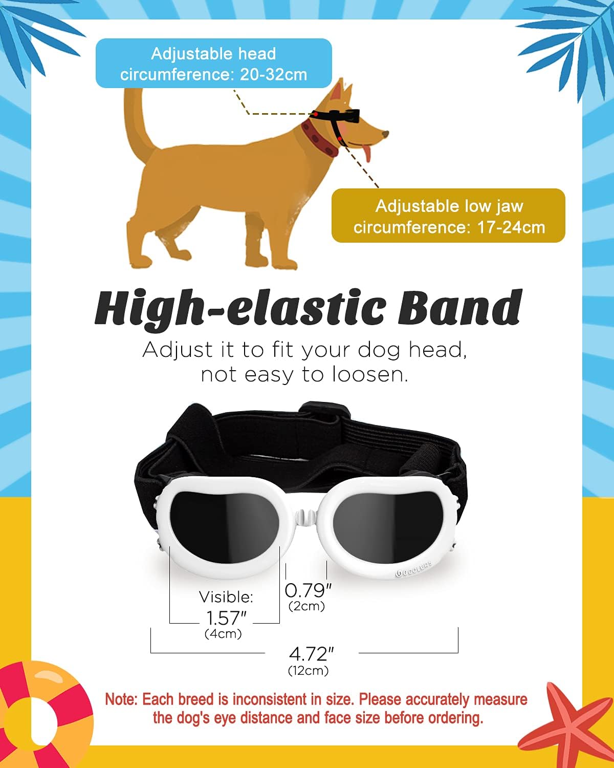 Lewondr Small Dog Sunglasses UV Protection Heart Shape Dogs Goggles - White / Solid - image 2
