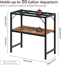 30 Gallon Fish Tank Stand, Aquarium Stand with 2-Tier Storage Shelves, Heavy Duty Breeder Turtle Terrarium Stand Rack for Home Office, 30.0" L x 11.8" W x 24.4" H, Rustic Brown FTHR3001