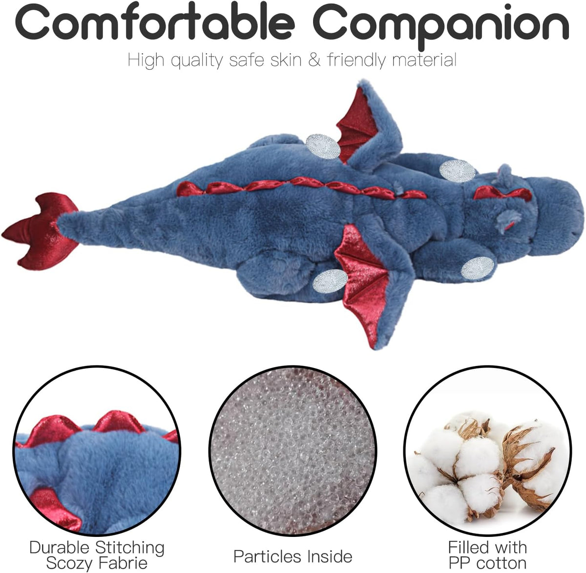 ARELUX Large 36in Cute Dragon Stuffed Animals Plush Toy Soft Matcha - Blue / 36inch - image 4